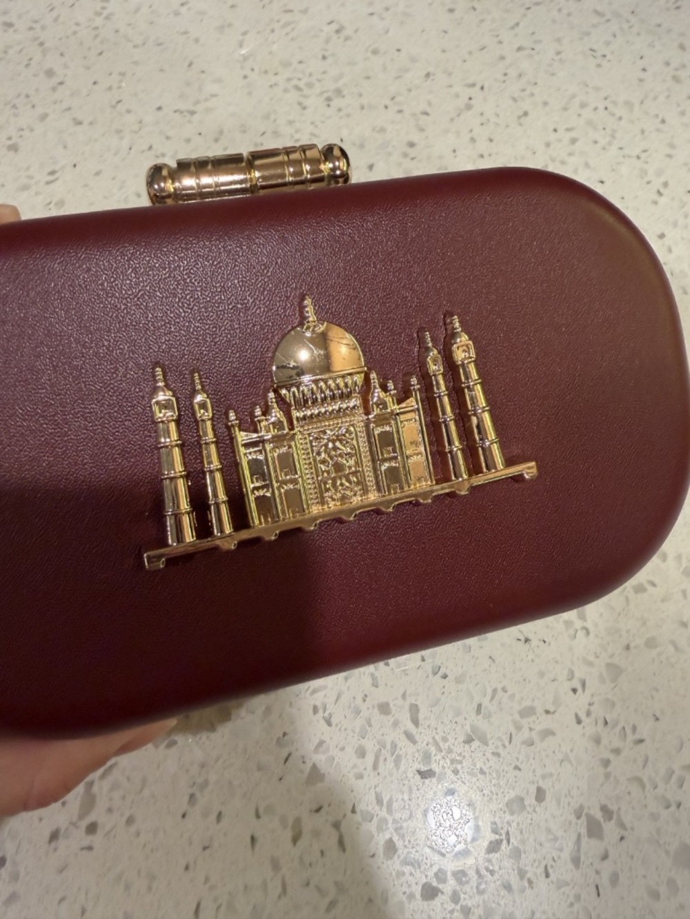 Sabyasachi Inspired Taj Mahal Clutch Bag Party Evening Formal Purse BURGUNDY/WIN - Picture 2 of 11